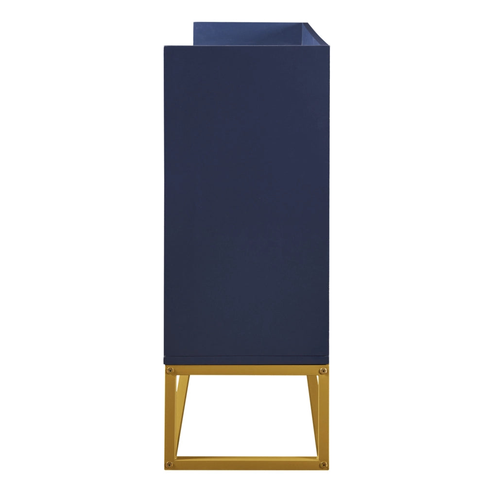 Credenza 120x30x80 cm con 4 ante e ripiani regolabili; MDF e pannello truciolare blu navy