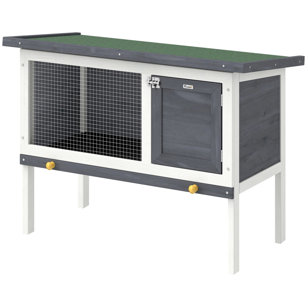 Gabbia per conigli in legno con tetto apribile e cassetto estraibile ¨C Minimal ¨C 90x45x65 cm Grigio