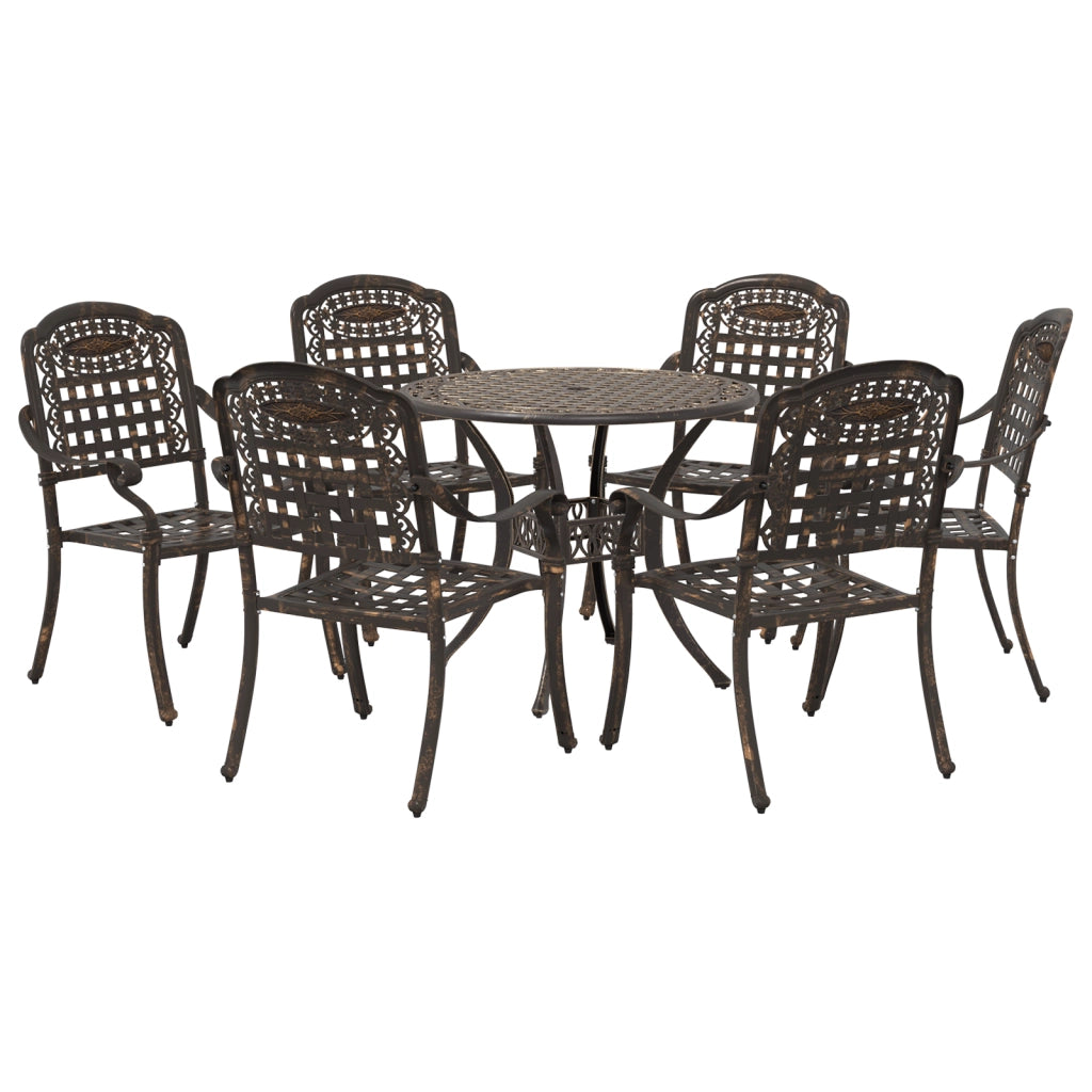 Set da giardino in alluminio bronzeo da 7 pezzi