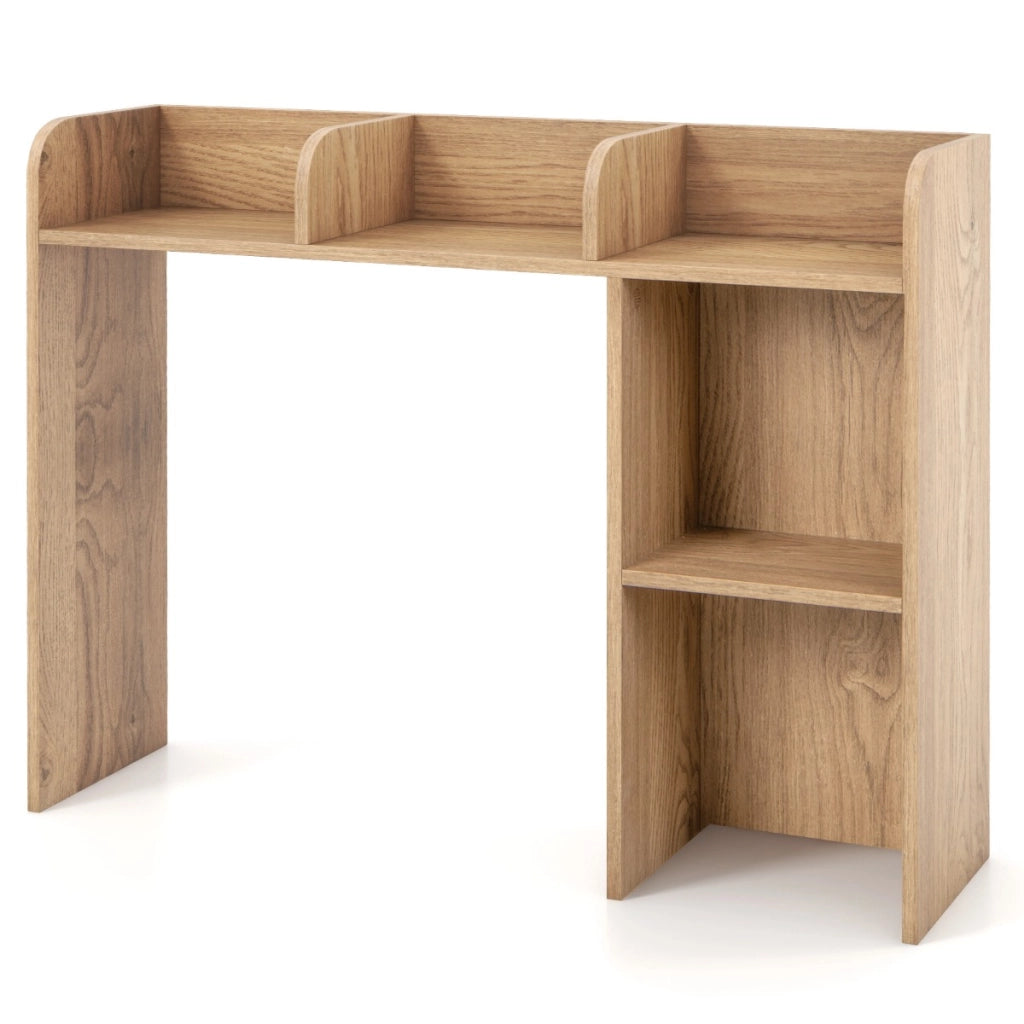Libreria da scrivania con 4 ripiani e scomparto aperto-Scaffale a 3 livelli da tavolo multiuso Naturale