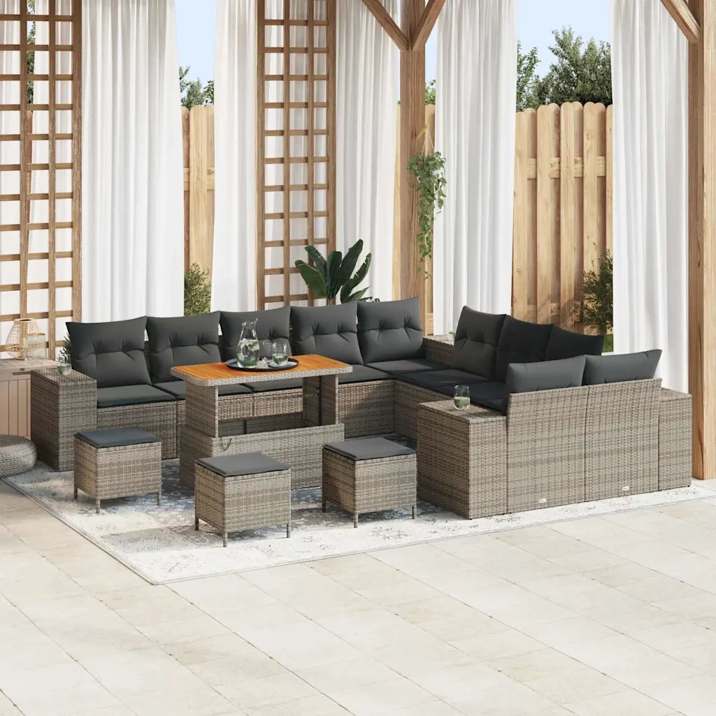 Set Divano da Giardino con cuscino 14 pcs Grigio polyrattan 3362073