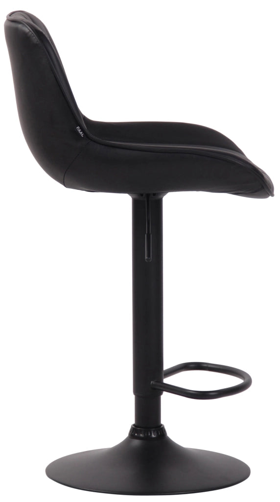 Sgabello Lentini in similpelle con poggiapiedi nero,nero