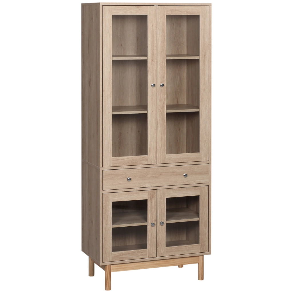 EASYCOMFORT  Credenza Moderna per Cucina in Legno con Ante in Vetro, Cassetto e Mensole Regolabili, 76x40x183cm
