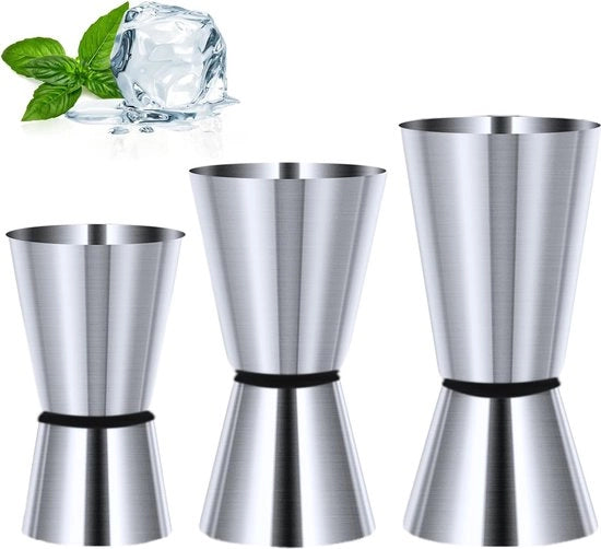 Set di 3 misure 304 acciaio inossidabile - 30/60 ml & 25/50 ml & 15/30 ml per Jigger Spirit, Cocktail e Whiskey Shot, Gin Shot