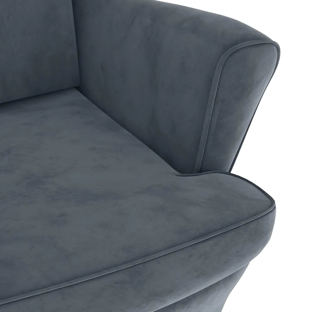 Poltrona | Sedia Relax Schienale ad Ala con Poggiapiedi Grigio Scuro Velluto