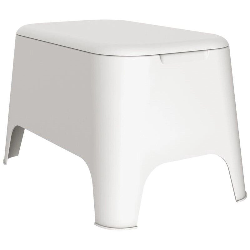 TAVOLINO IN RESINA PETRA BIANCO PORTA OGGETTI CON COPERCHIO 59 X 39 X H36 CM