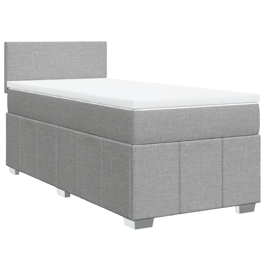 Giroletto a Molle con Materasso Grigio Chiaro100x200 cm Tessuto