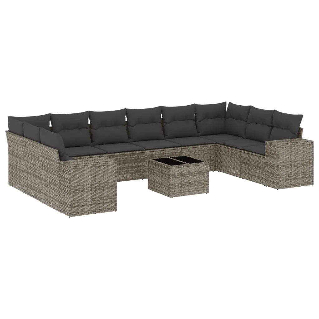 Set Divani da Giardino 11 pz con Cuscini in Polyrattan Grigio 3255417