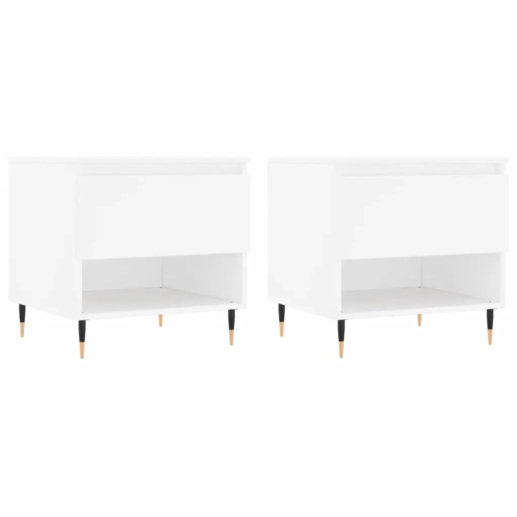 Tavolini Salotto 2 pz Bianchi 50x46x50 cm in Legno Multistratocod mxl 78820