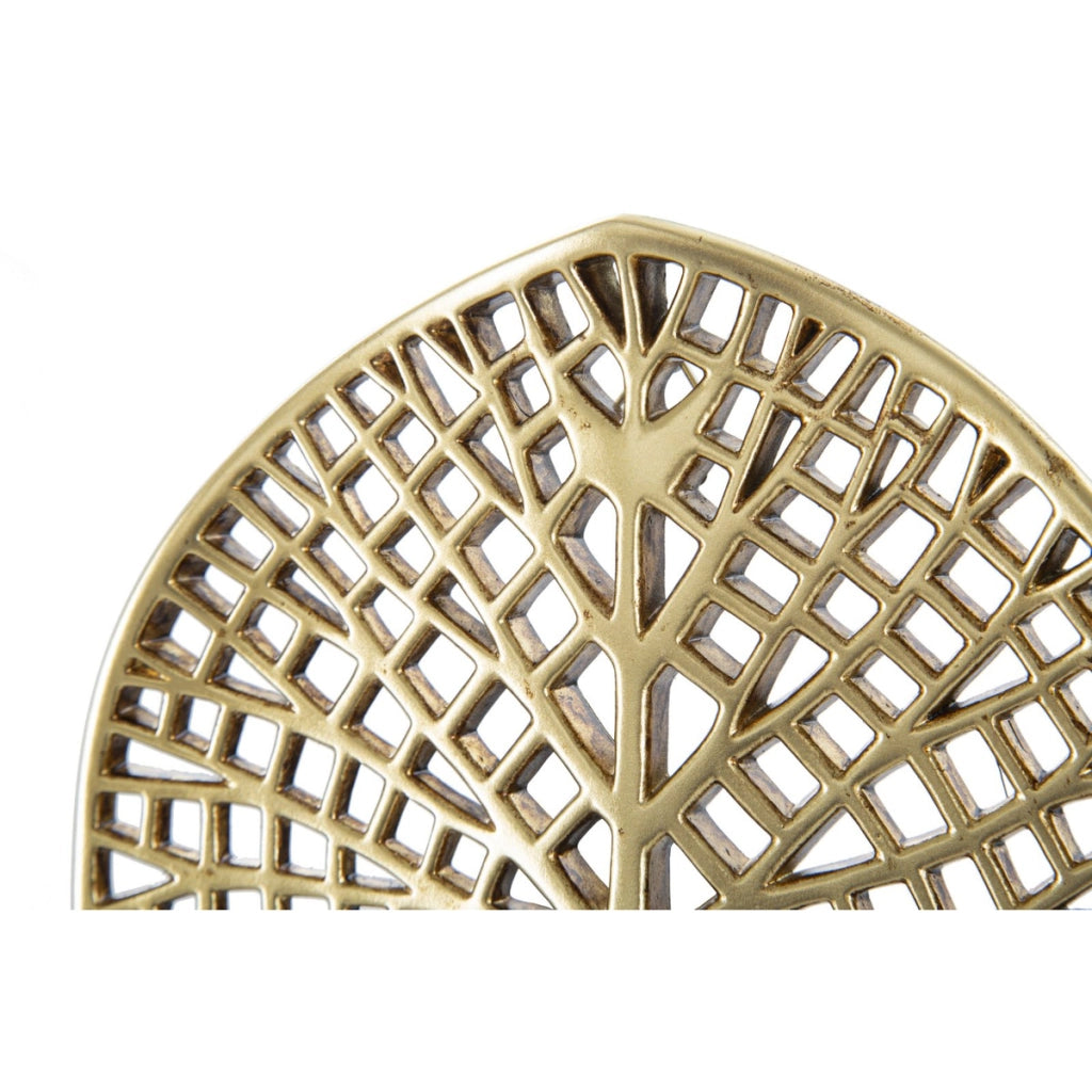 Portacandela Foglia 3, Oro, Poliresina, 20x8x22,2 cm