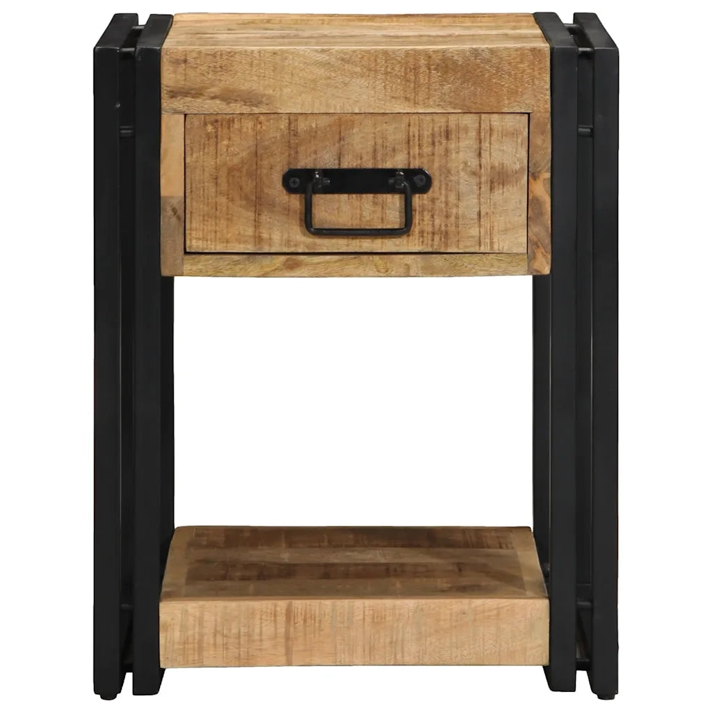 Comodino 40x40x50 cm in Legno Grezzo Massello di Mango 4016700