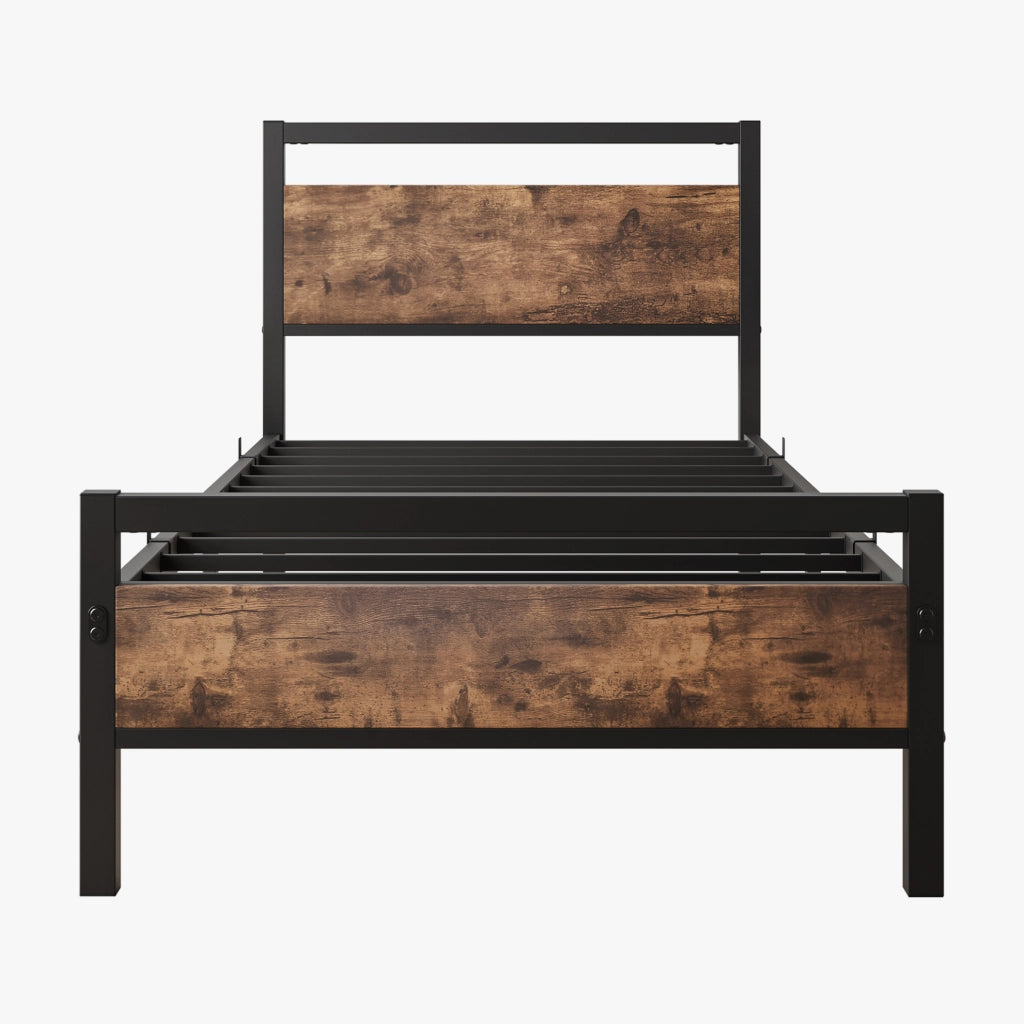 Letto matrimoniale 140x200 cm in metallo e MDF marrone antico