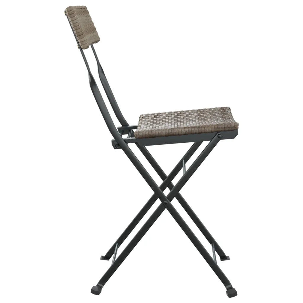 Sedie Pieghevoli da BistrÃ² 2 pz Grigie Polyrattan e Acciaio