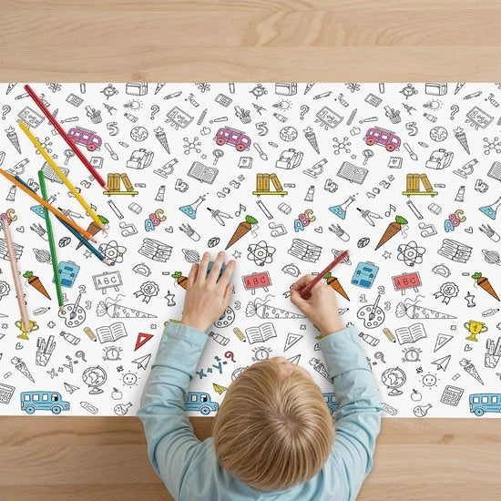 Tavolo decorativo per la scuola, decorazione per l'iscrizione scolastica, tovaglia da tavolo con disegno per bambini, tovaglia da tavolo per la scuola, 120 x 180 cm