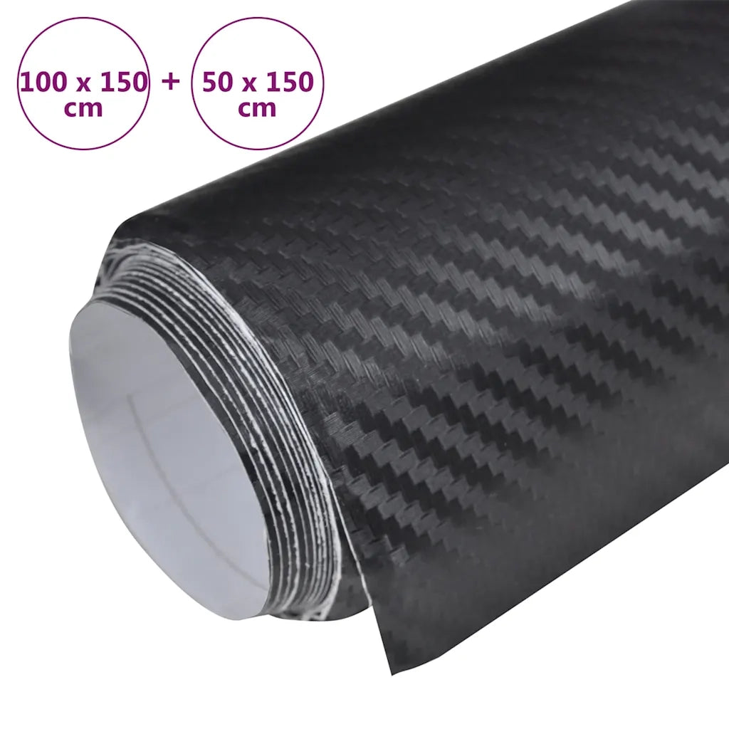 Pellicole per Auto 2 pz 3D Nero Opaco 100x150 cm+50x150 cm CFW7890103