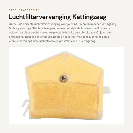 Filtro d'aria sostituzione - Compatibile con Rancher 51/55 catena sega - Realizzato in plastica/tessuto di filtri - Installazione facile - Numero di riferimento di sostituzione OEM #503 60 83-01 - Nuovo di fabbrica - Filtro