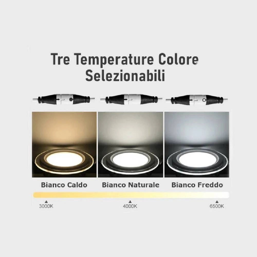 Trade Shop - Pannello Led Slim Incasso Bordo In Vetro 6w Cct Tre Colorazioni Di Luce P75e-t3c -