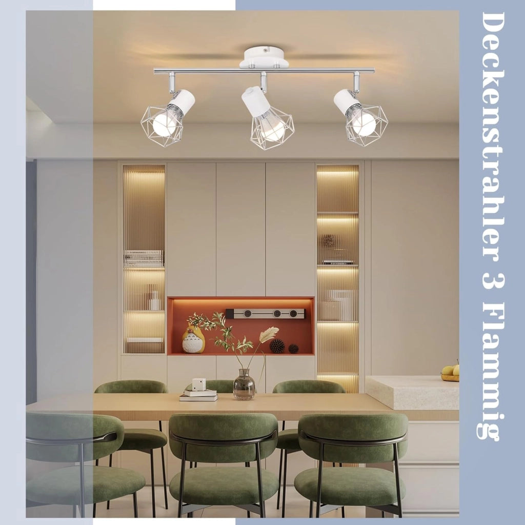 ZMH Faretto da soffitto a LED a 3 luci - lampada da soffitto retrò bianco/nero 350°