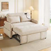Divano letto 2 posti estraibile con schienale regolabile; USB e porta telefono; beige