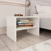 Set di 2 Comodini | Armadio da Notte | Mobiletto da notte Bianco Lucido 40x30x30 cm in Legno Multistrato