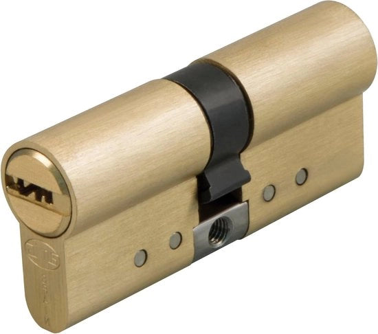 Cilindro di sicurezza per serratura con antiblocco e anti-uscita - brevetto di sicurezza - inclusi 5 chiavi - finitura dorata - dimensioni 70 (35-35) mm