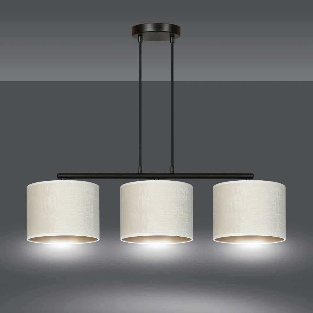 Lampadario Emibig Hilde 3 luci E27 nero crema oro