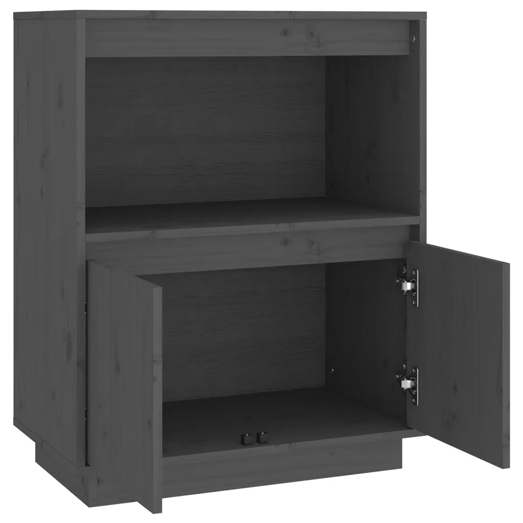 Credenza-Buffet-Armadio da cucina Grigia 60x34x75 cm in Legno Massello di Pino
