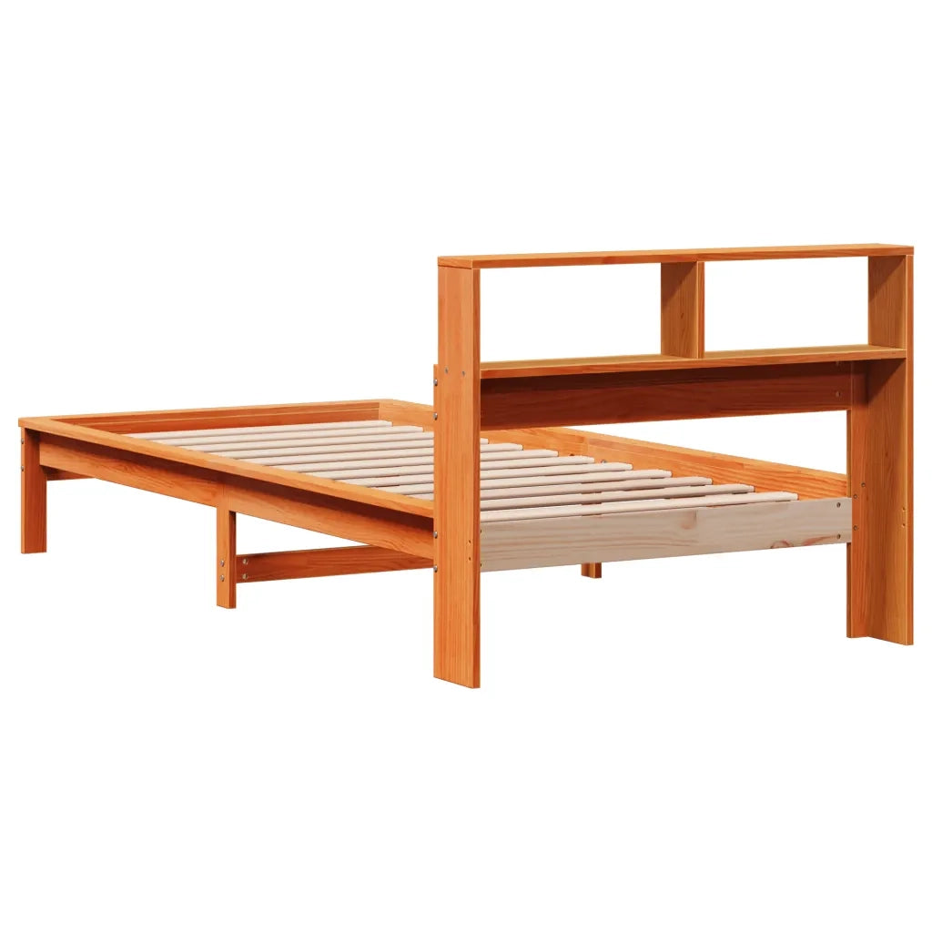 Letto Libreria senza Materasso Marrone Cera 100x200 cm in Pino