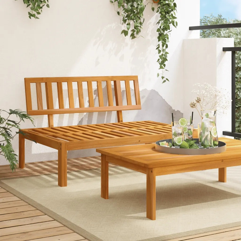 Divano componibile-Divano Centrale da Giardino Pallet in Legno Massello di Acacia