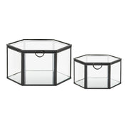 Set 2 scatole Torpe in vetro e metallo nero trasparente House Nordic