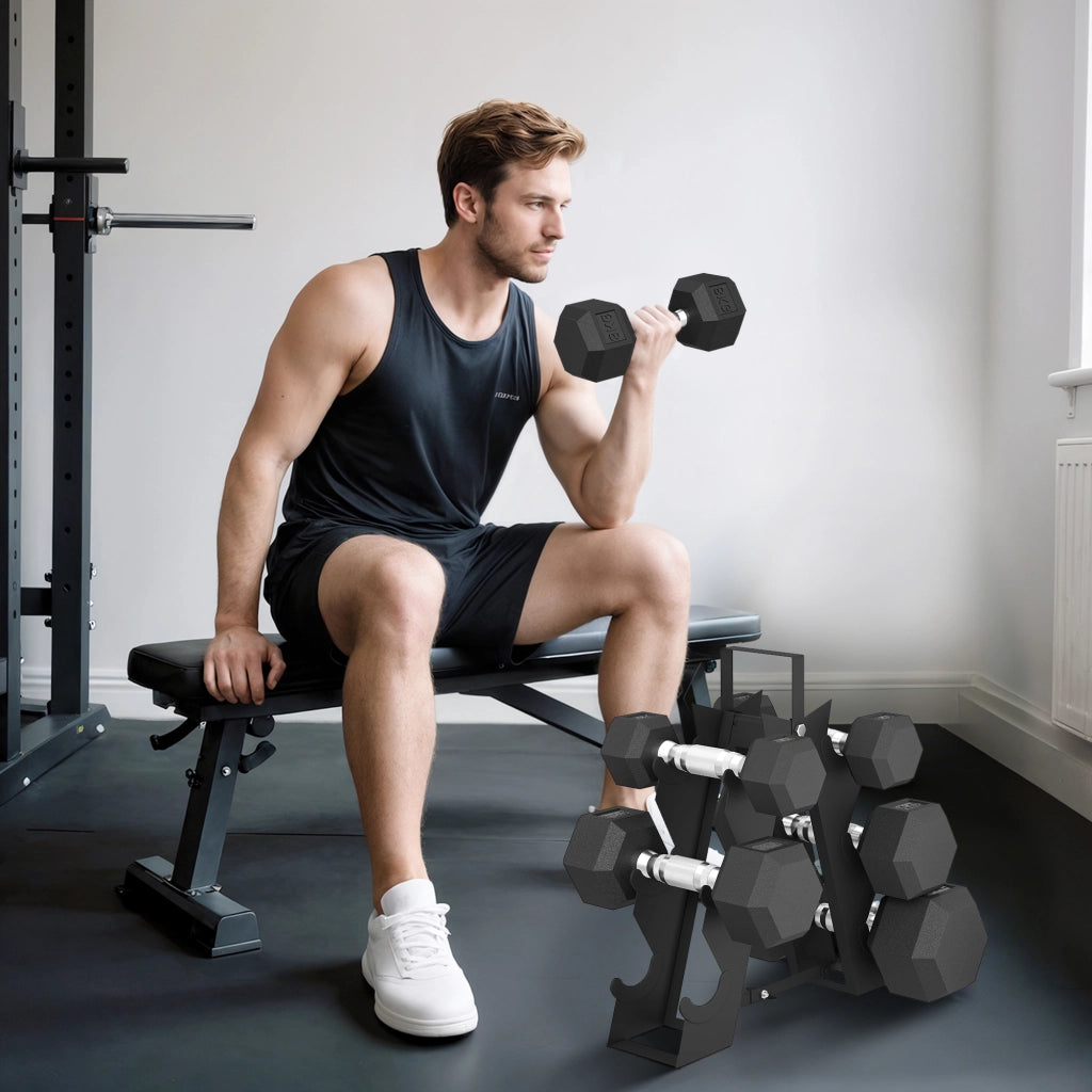 Set Manubri Palestra con Supporto in Metallo ¨C Zephmum ¨C 2x2kg 2x5kg 2x8kg Nero