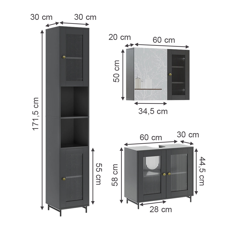 Vicco  Grigio 3 parti con colonna