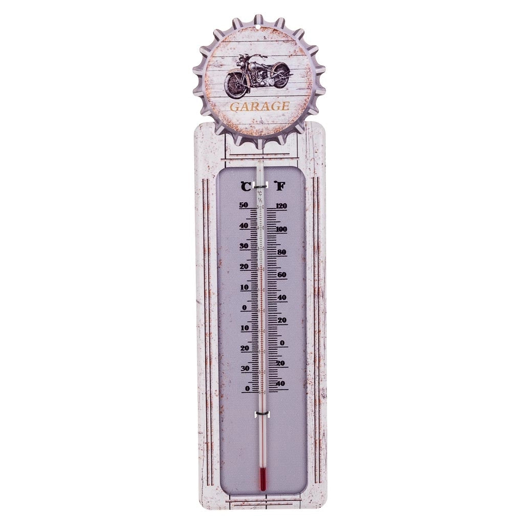 Termometro da parete in metallo bianco 47,5x15x1h