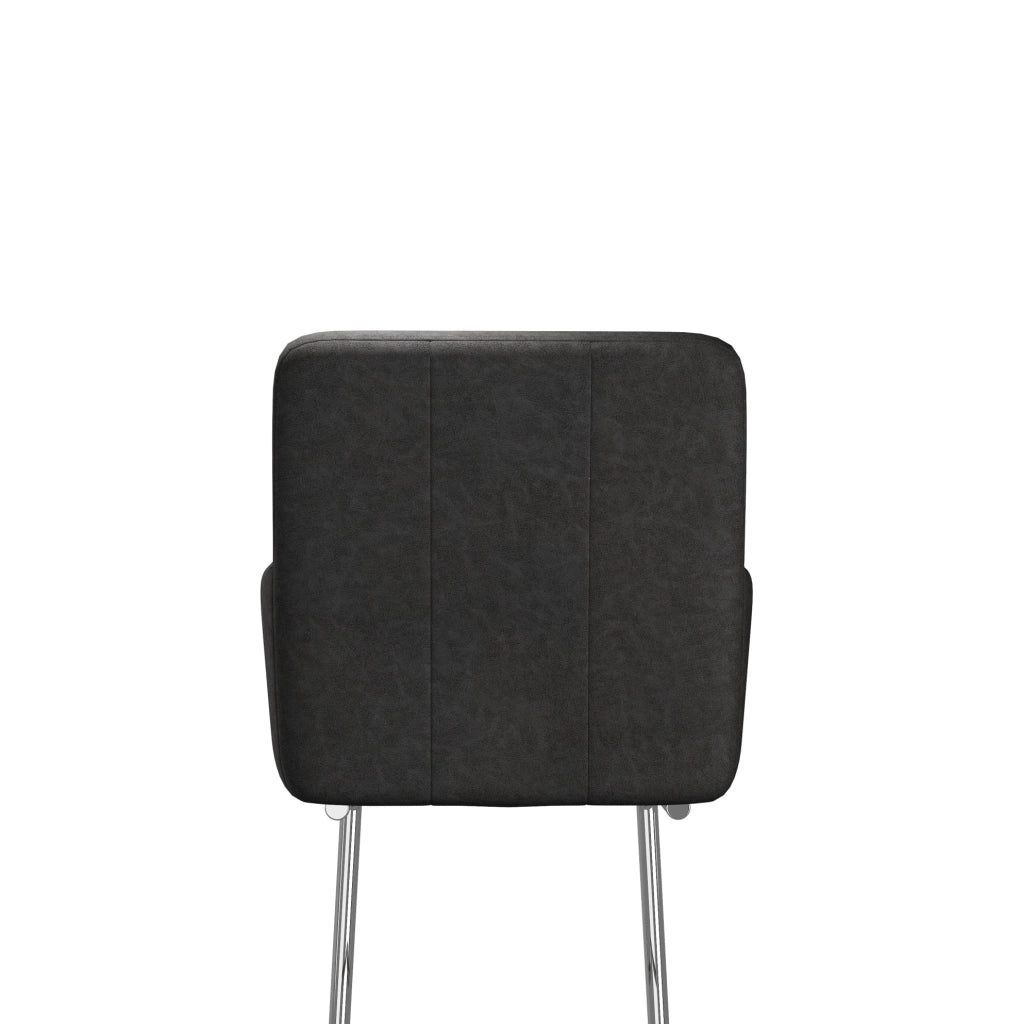Set di 4 sedie da pranzo in ecopelle nera con gambe a Z