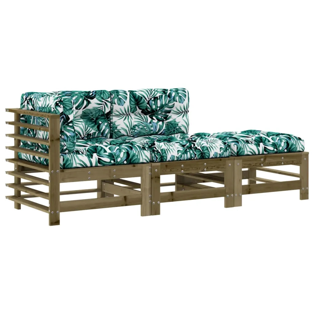 Set Divani da Giardino 3pz | Set Salotto da Giardino con Cuscini Legno Impregnato di Pino