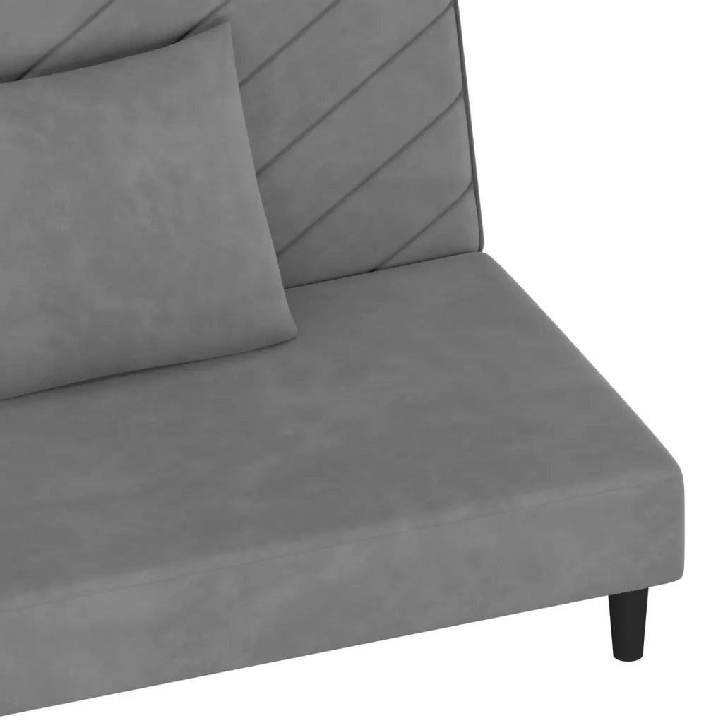 Divano Letto a 2 Posti con 2 Cuscini Grigio Chiaro in Velluto 375910