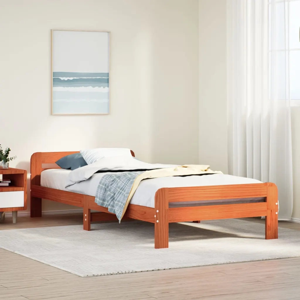 Letto senza Materasso Marrone Cera 75x190 cm in Legno di Pino
