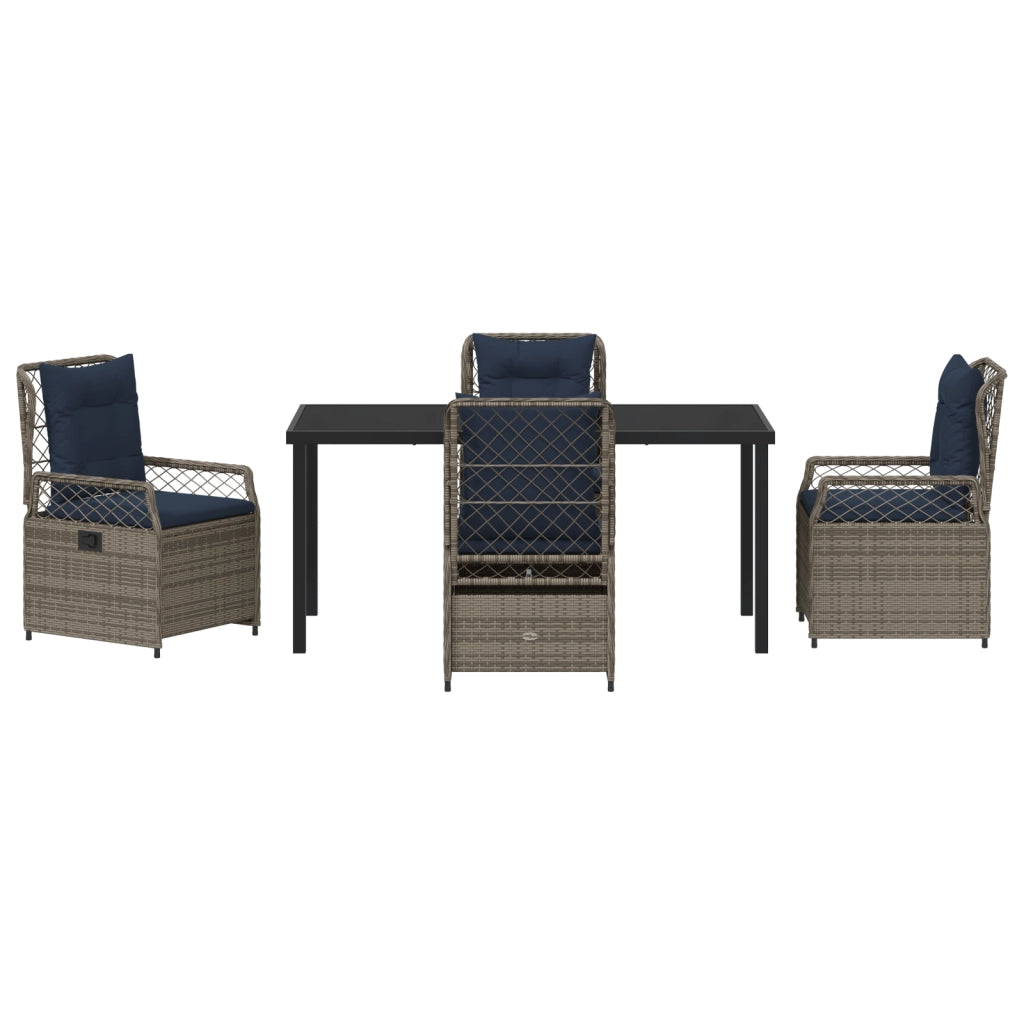 Set da Pranzo Giardino 5 Pezzi Grigio Polyrattan