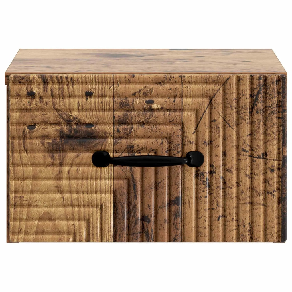 Mobiletto da notte a muro 2 pcs Legno antico 34,5 x 33 x 20 cm 898612