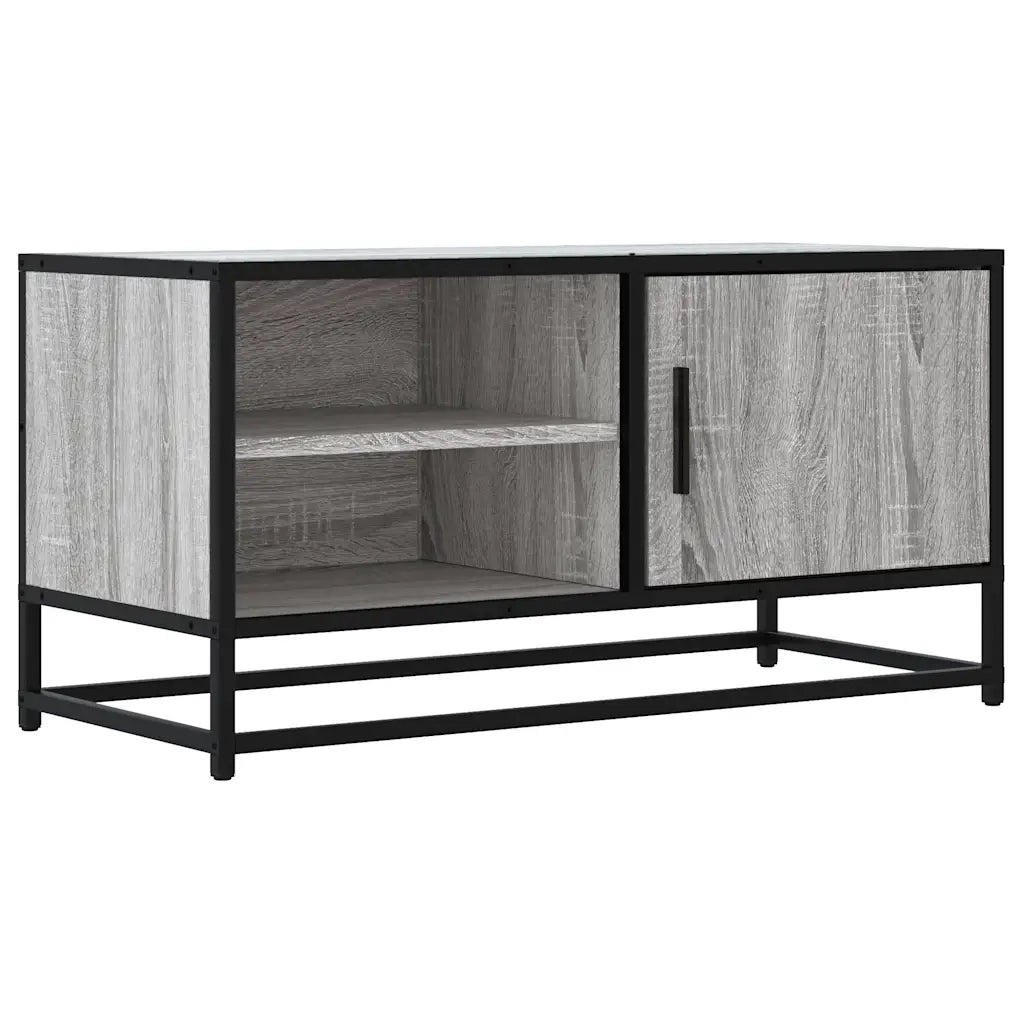 Mobile TV Grigio Sonoma 80x34,5x40 cm Legno Multistrato Metallo 848822