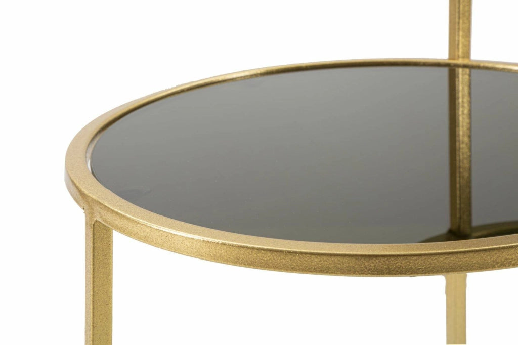 Tavolino da salotto Yoko, Tavolo basso da caffè, Portariviste per divano, Ripiano da soggiorno, 50x40 h61 cm, Oro