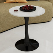 TAVOLINO Rotondo 70 cm Marmo Artificiale Nero Bianco