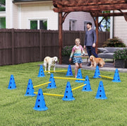 Set agility per cani blu 80 cm in plastica; 6 ostacoli regolabili