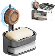 Antislip contenitore di sapone con chiusura a vuoto, adatto per docce, rimovibile, facile da pulire, 2-in-1 con cassetto per asciugamano, impermeabile e inox, realizzato in ABS. Adatto per bagni, cucine e camper.