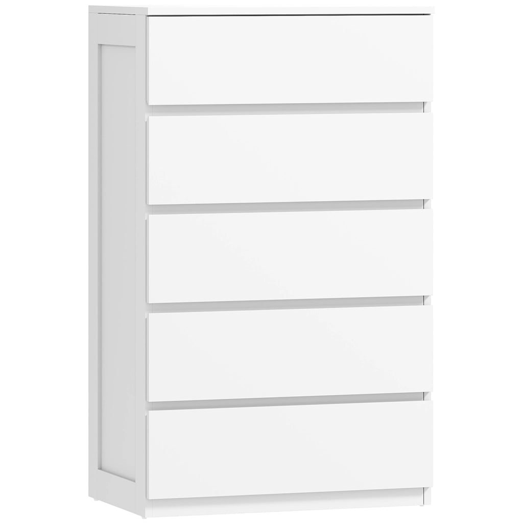Cassettiera 5 Cassetti Design Moderno Senza Maniglie ¨C Zephmum ¨C Bianco 100x60x39 cm