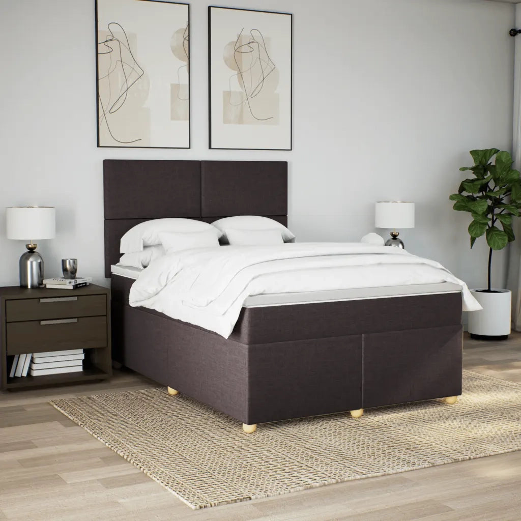 Giroletto a Molle con Materasso Marrone Scuro 140x190cm Tessuto