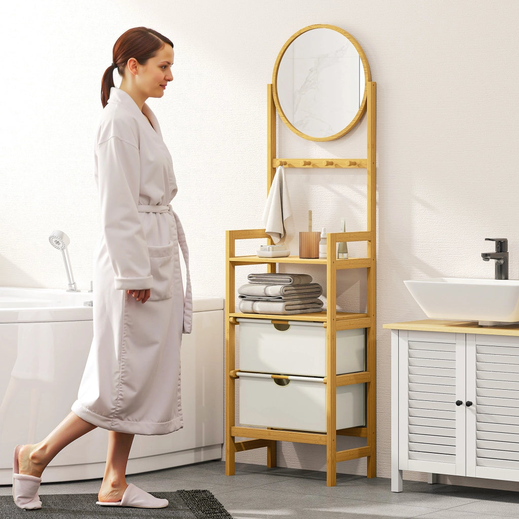 Mobile Bagno con Specchio e Cassetti ¨C Zephmum ¨C Legno Bamb¨´ 48.5x30x170 cm