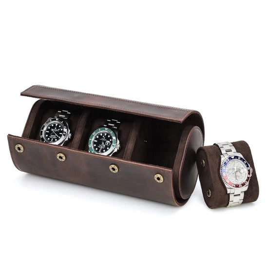 Portafoglio per orologi da viaggio in pelle per 3 orologi