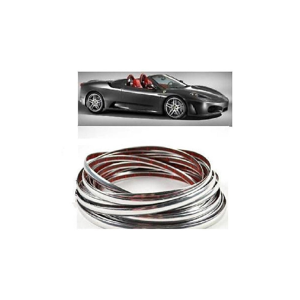 Trade Shop - Profilo Cromato Fascia Adesiva Adesivo Auto Camper 6 Metri 12 Mm Impermeabile -