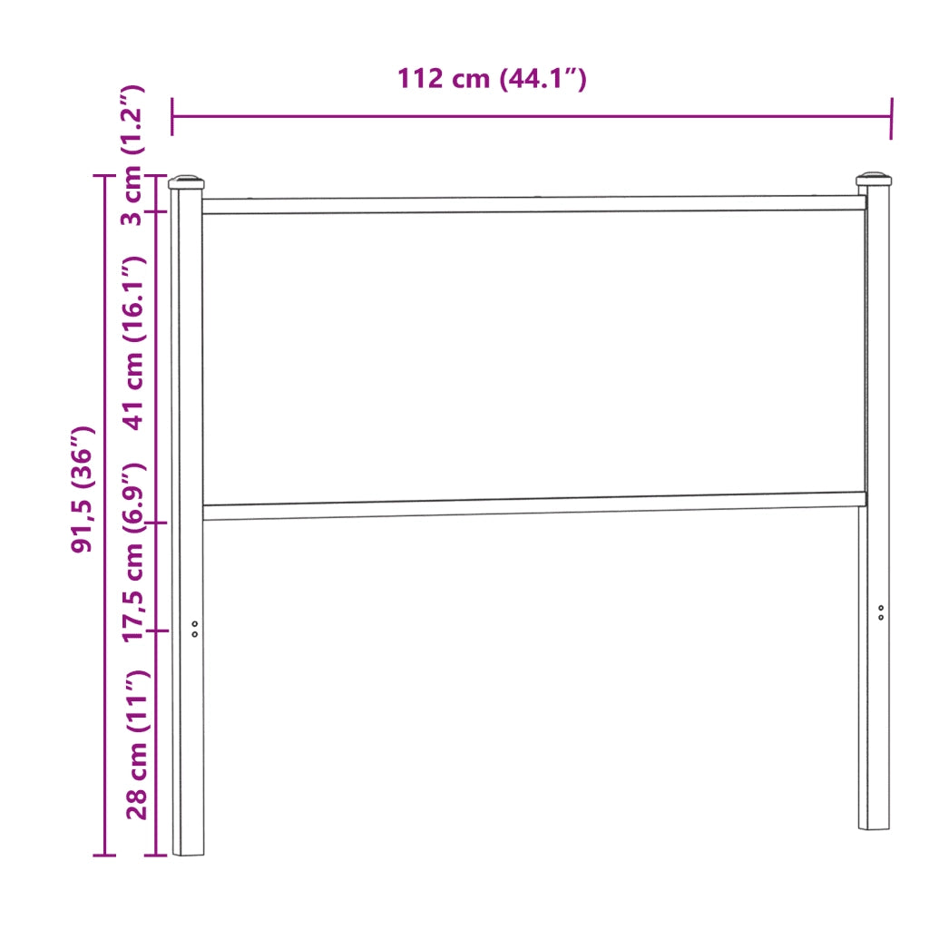 vidaXL Testiera Sonoma 107 cm in Legno Multistrato e Acciaio